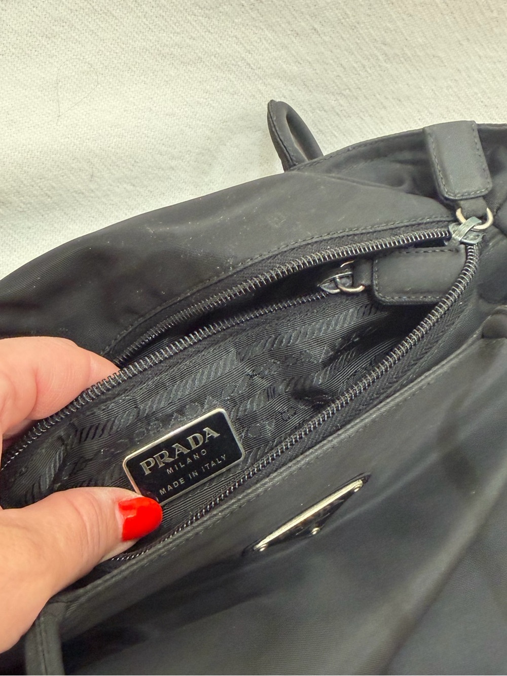 Prada Black Nylon Double-Handle Shoulder Bag - Picture 13 of 16